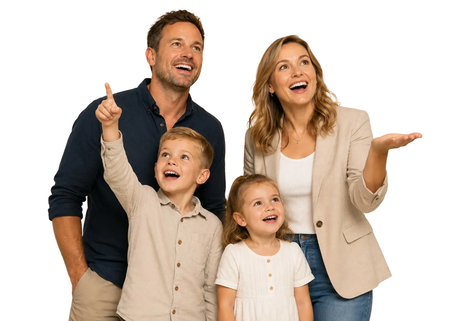 A New Zealand family of four looking up at their finances coming together