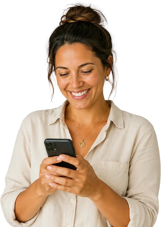 A woman checking her lifestyle spending cap on the SortMe app